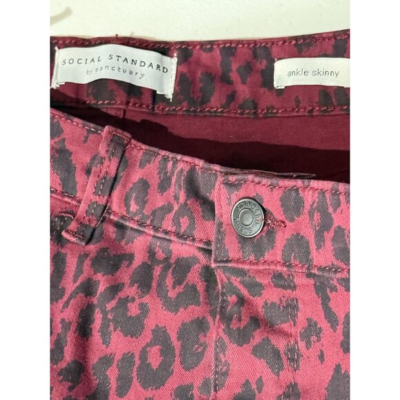 Social Standard by Sanctuary Leopard Mid Rise Ankle Skinny Jeans Size 10 - Picture 3 of 10